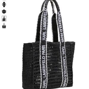 NWT Karl Lagerfeld Antibes woven large straw tote